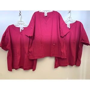 new 4X Lot 3 pcs Landau Pink scrub shirts tunic top V neck 8219 womens Plus size